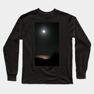 Moonlight Full Moon Sea Seascape Panorama Long Sleeve T-Shirt